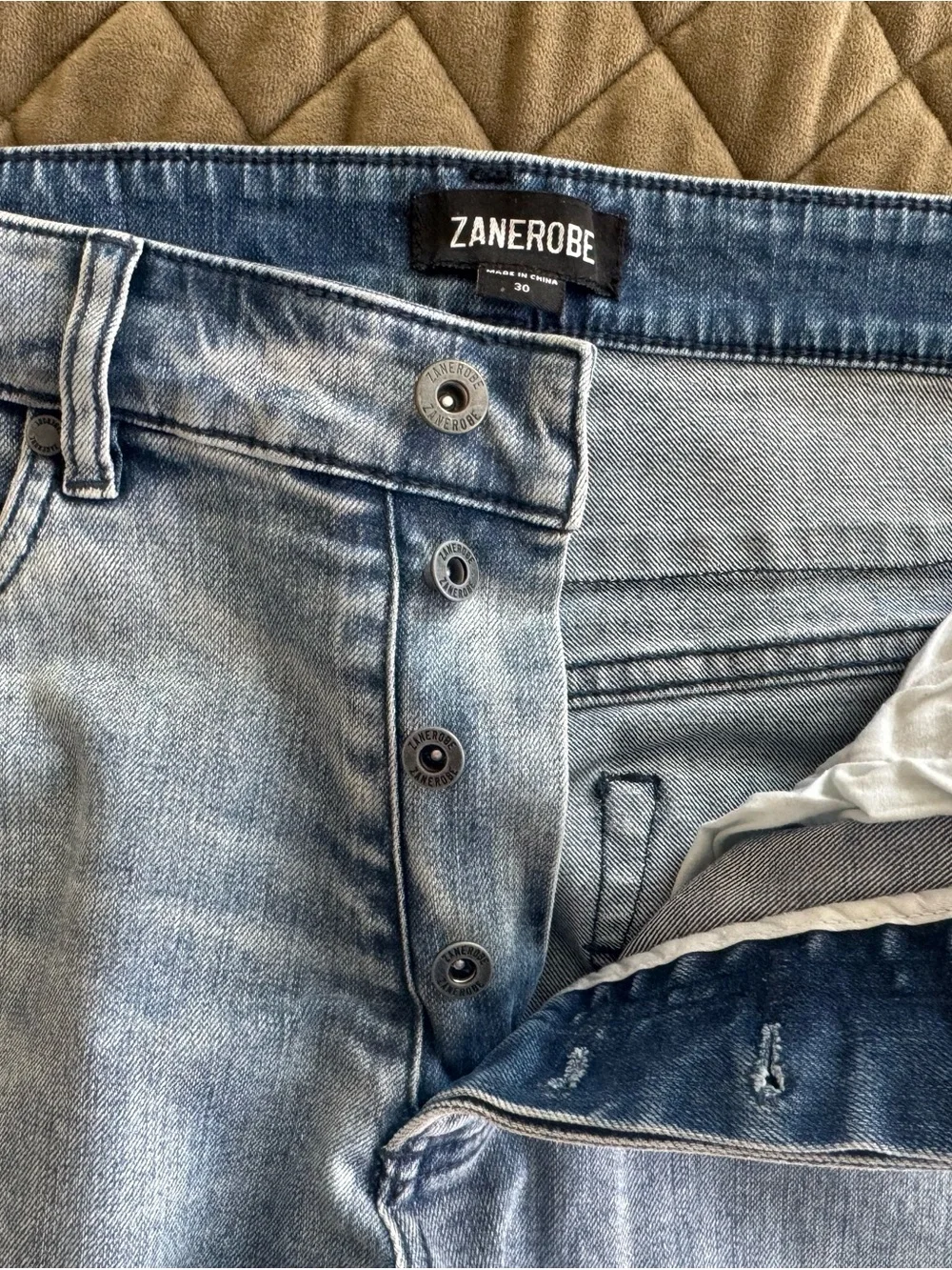 Zanerobe Light Wash Skinny Distressed Stretch Jeans Size 30